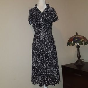 Faux wrap A-line dress
